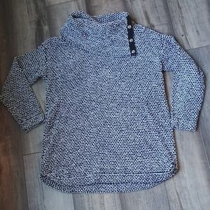 Chico's Black and White Cowl Neck Sweater